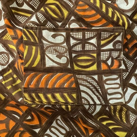 Vintage 1970s Brown Kitchen Bib Apron One Size Pocket Handmade - Picture 9 of 9